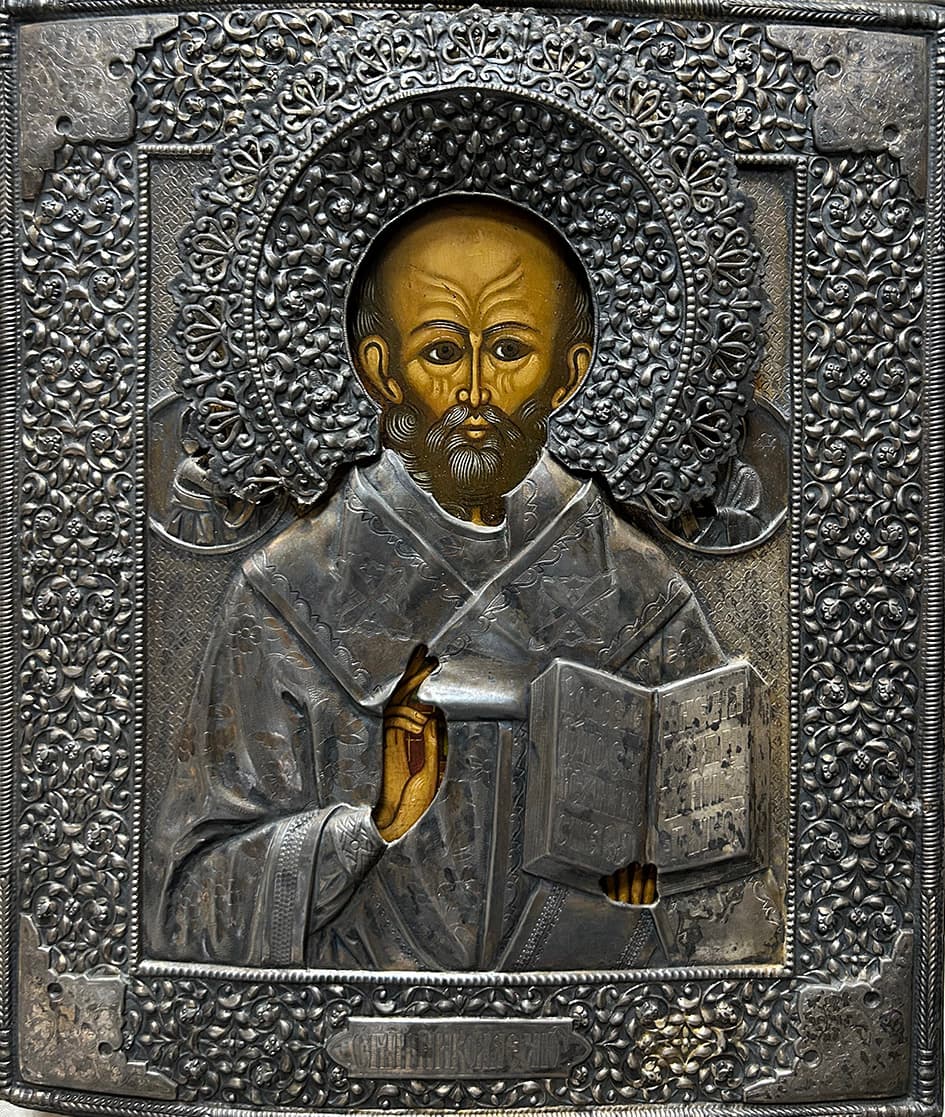 Святитель Николай Чудотворец, XIX век, в серебряном окладе