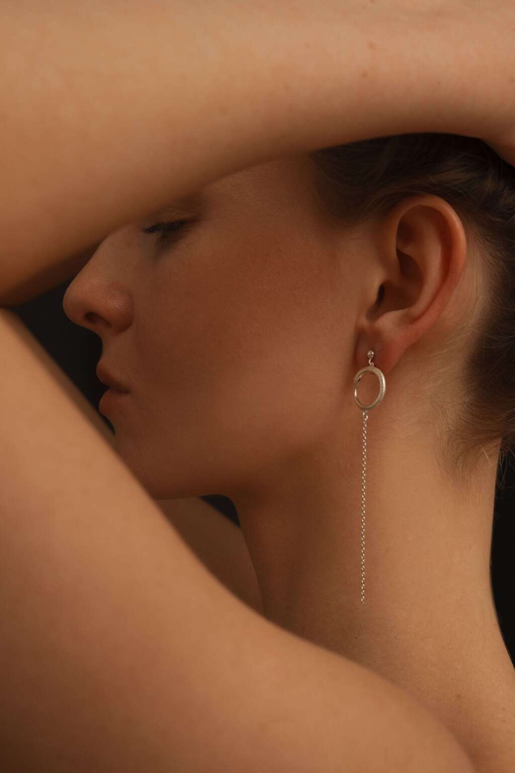 Cерьги длинные 'Meditation' серебро