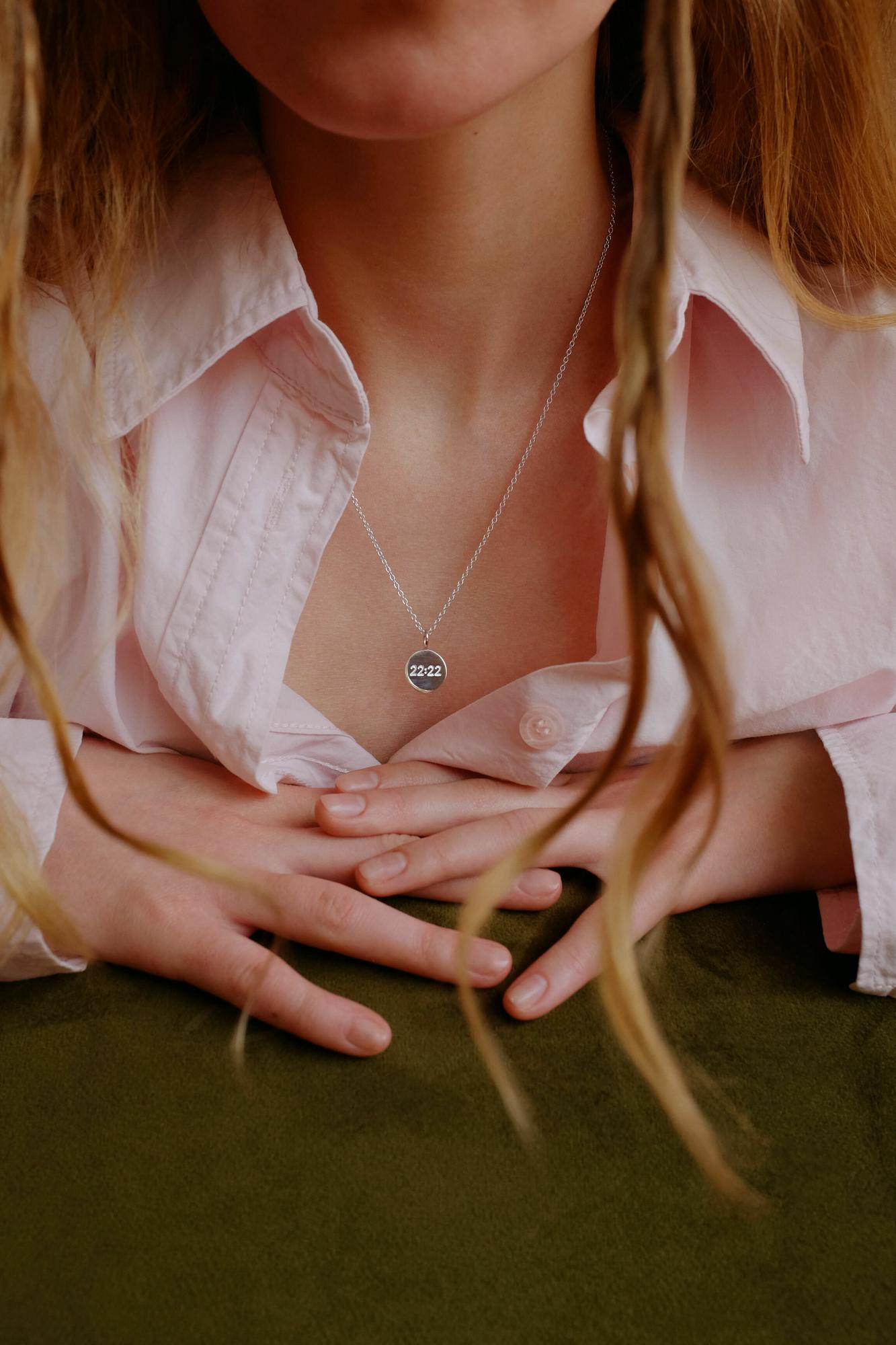 Двусторонняя подвеска 'Make a wish (11.11/22.22)' серебро