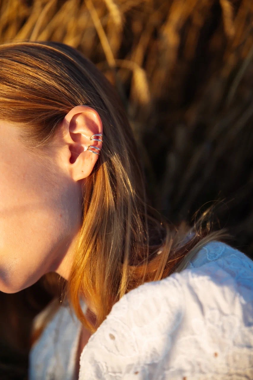 Кафф с двойным сечением 'Karma new age' серебро