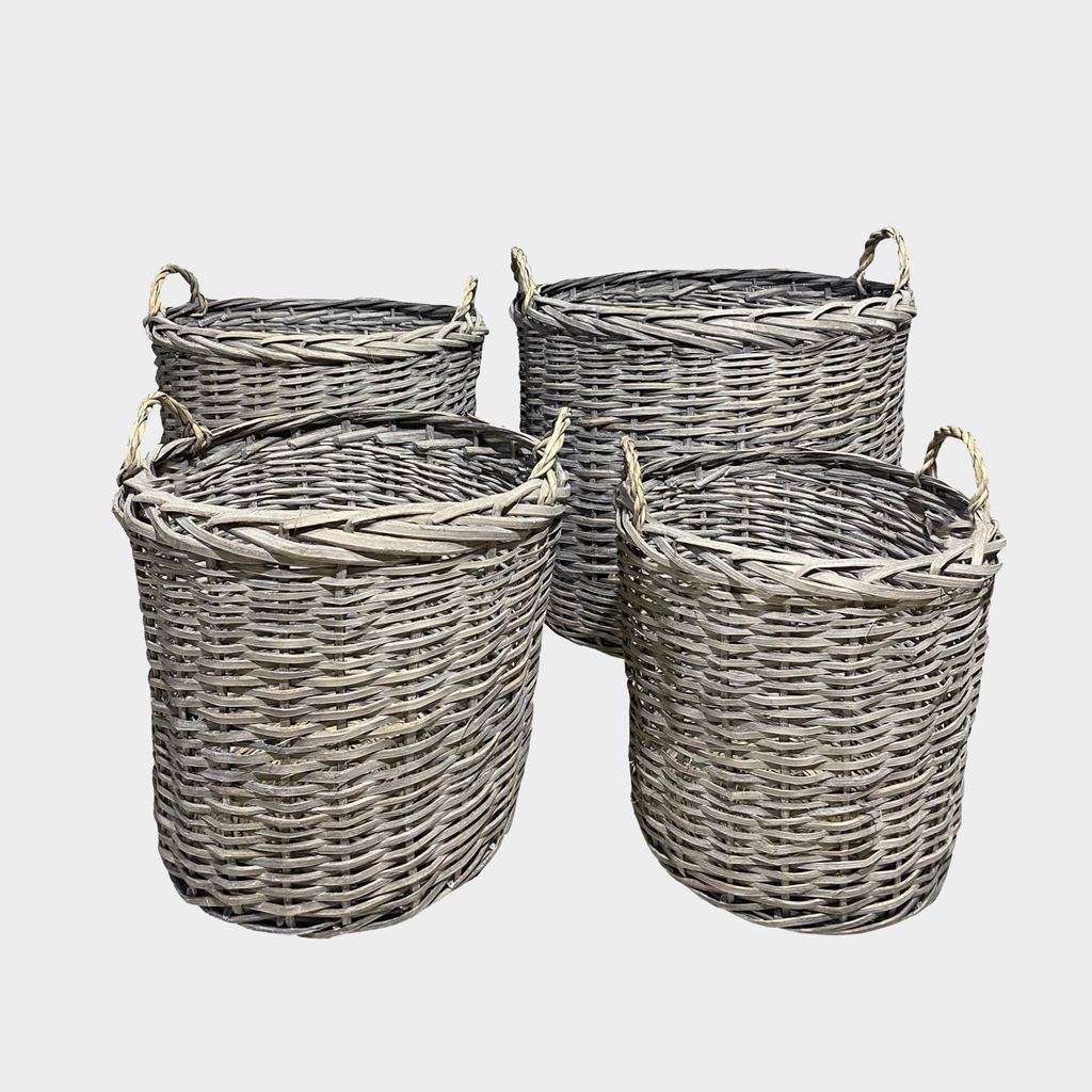 Комплект из плетеных корзин, 4 шт, 70х60х64 60х55х54 50х45х45 43х43х38 см, серый