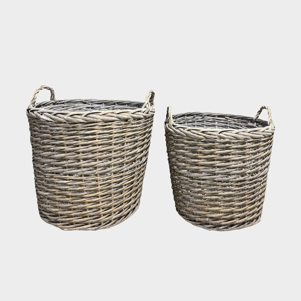 Комплект из плетеных корзин, 2 шт, 56х48, 47х42 см, ива, серый