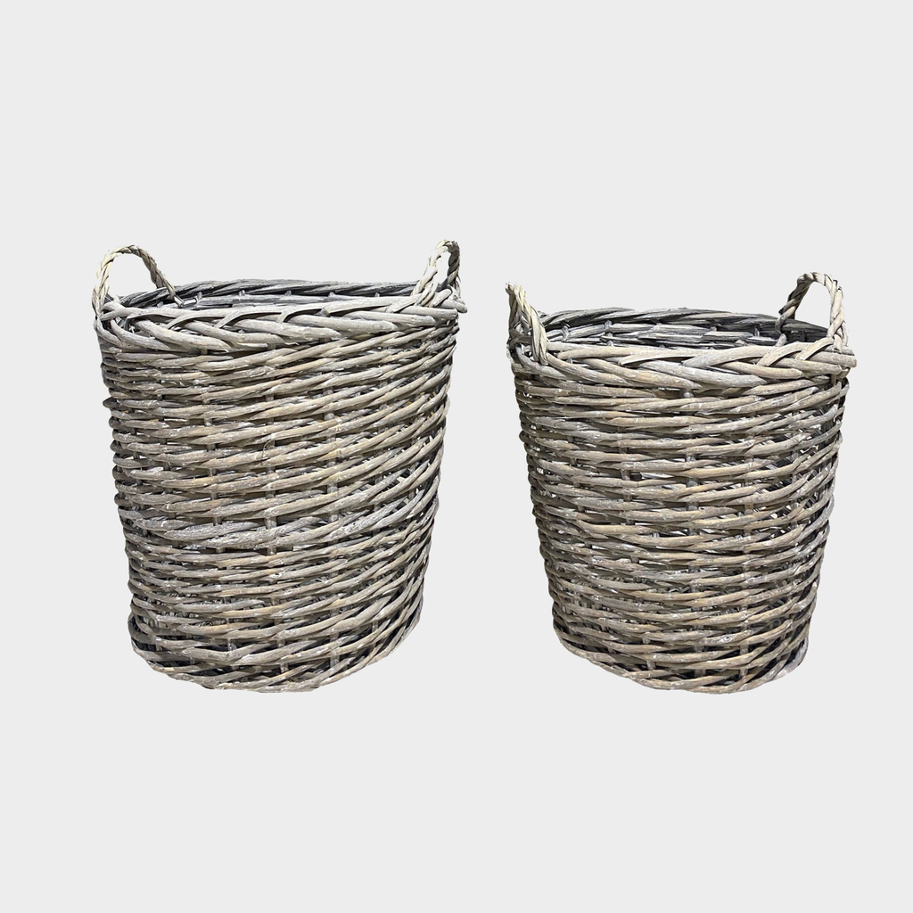 Комплект из плетеных корзин, 2 шт, 39х35, 32х32 см, ива, серый