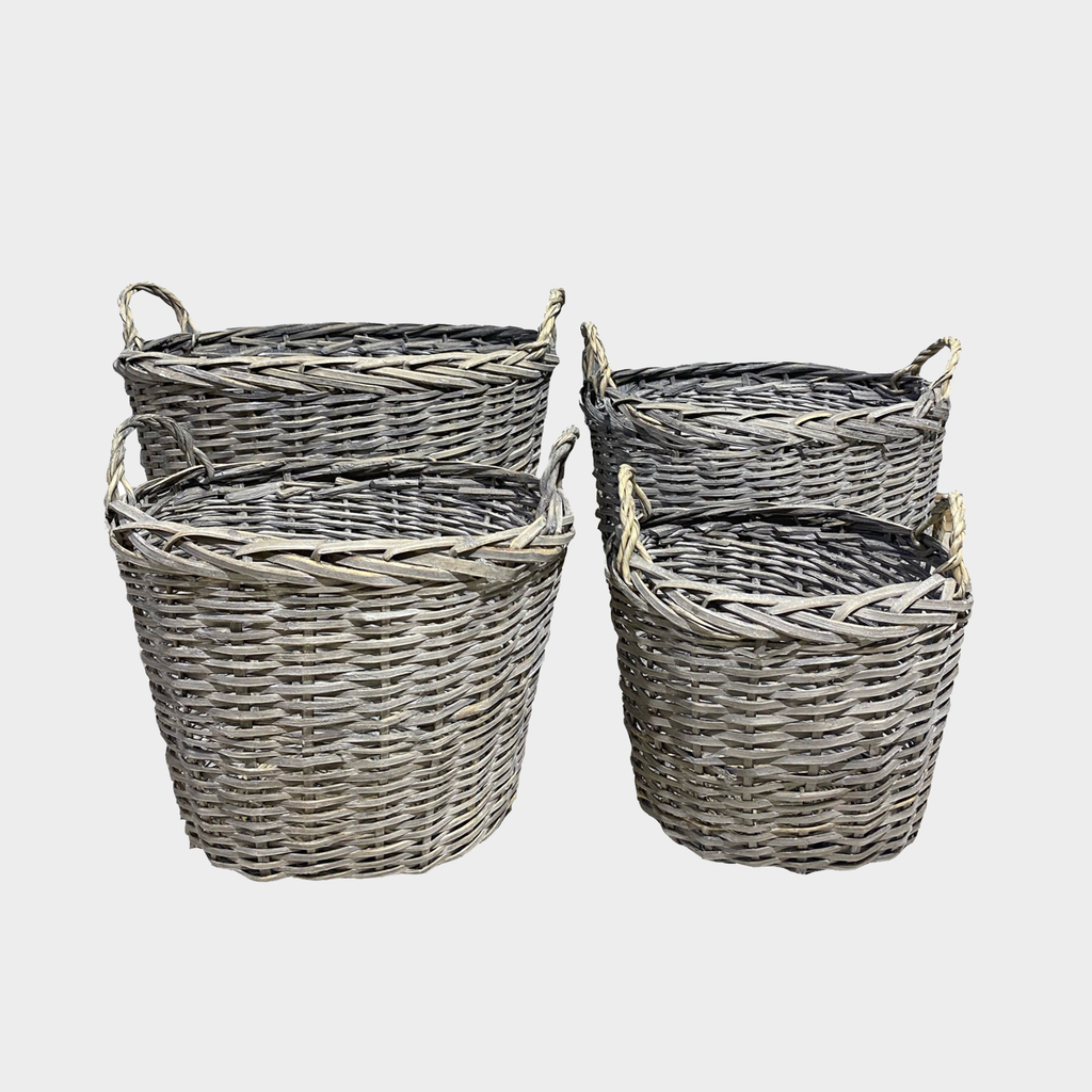 Комплект из плетеных корзин, 4 шт, 65х52х45, 54х44х40, 44х37х35, 35х28х30 см, серый