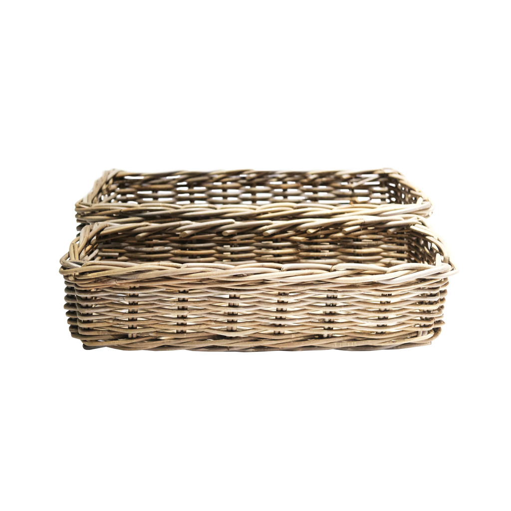 Комплект из плетеных корзин, 2 шт, 80x35x20, 75x30x20 см, натуральный