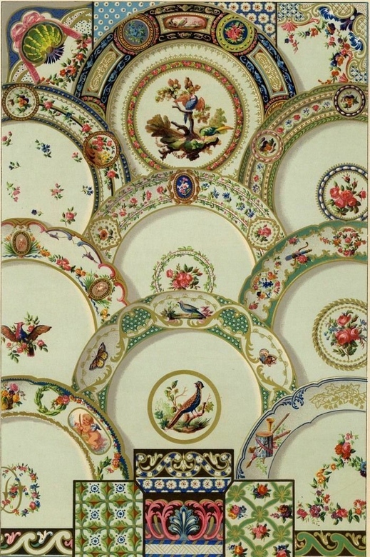 Литография "Тарелки 18 века"