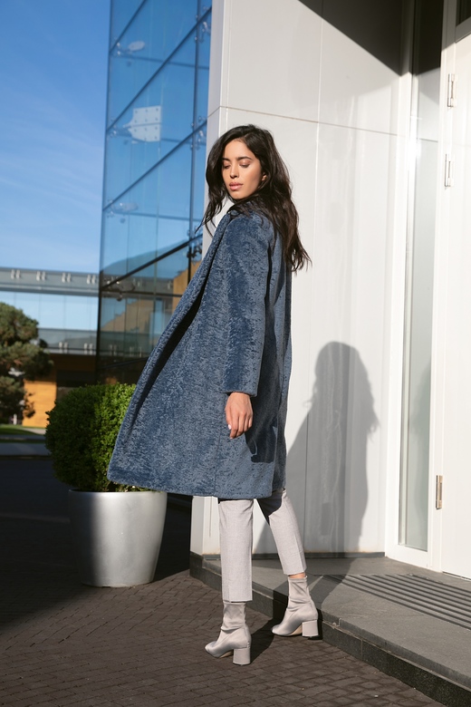 Шуба ЭКО_МЕХ Classic цв. голубой  арт.м-468