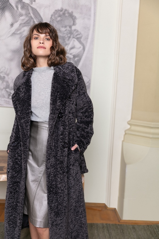 Шуба ЭКО_МЕХ Classic цв. темно-серый арт.м-470