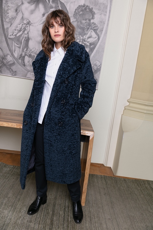 Шуба ЭКО_МЕХ Classic цв. темно-синий арт.м-470