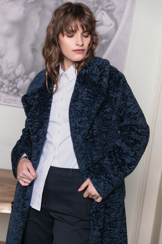 Шуба ЭКО_МЕХ Classic цв. темно-синий арт.м-470