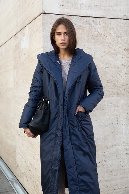 Пальто стеганное цв. темно-синий арт.м-478