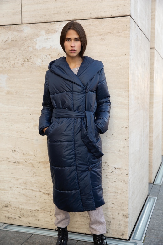 Пальто стеганное цв. темно-синий арт.м-478