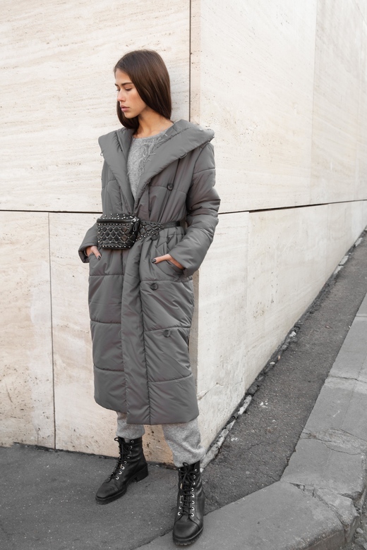 Пальто стеганное цв. серый арт.м-478