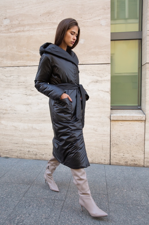 Пальто стеганное цв. черный арт.м-478