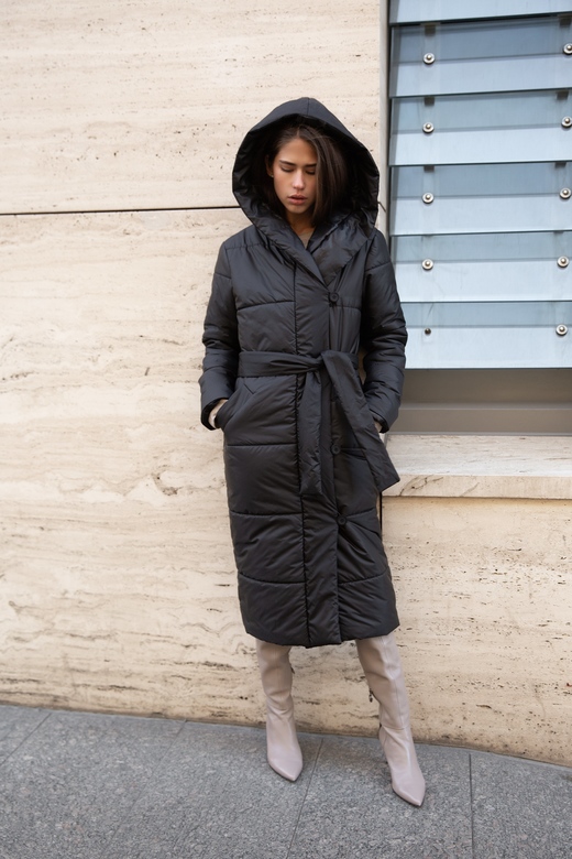 Пальто стеганное цв. черный арт.м-478