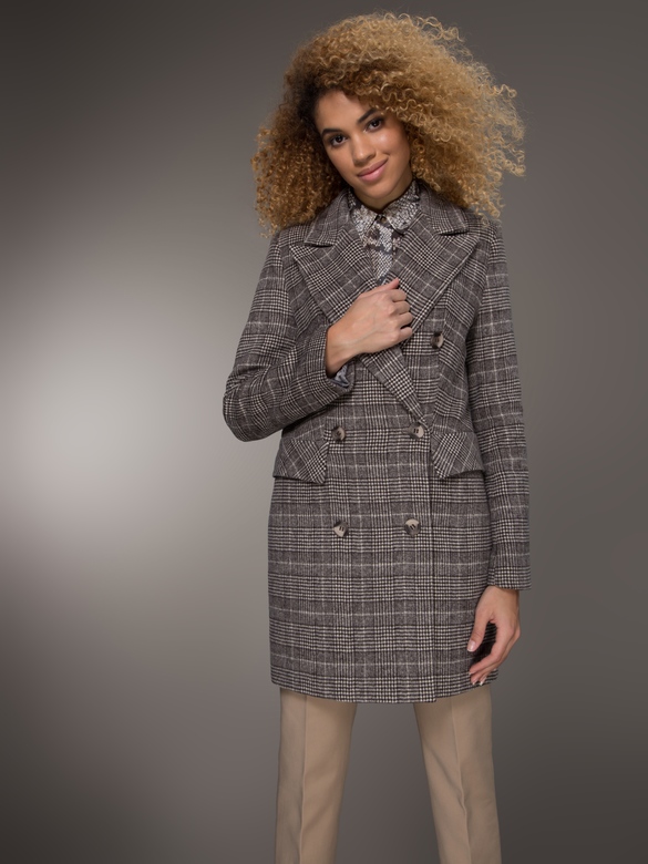Пальто цв. клетка-коричневая арт.м-483