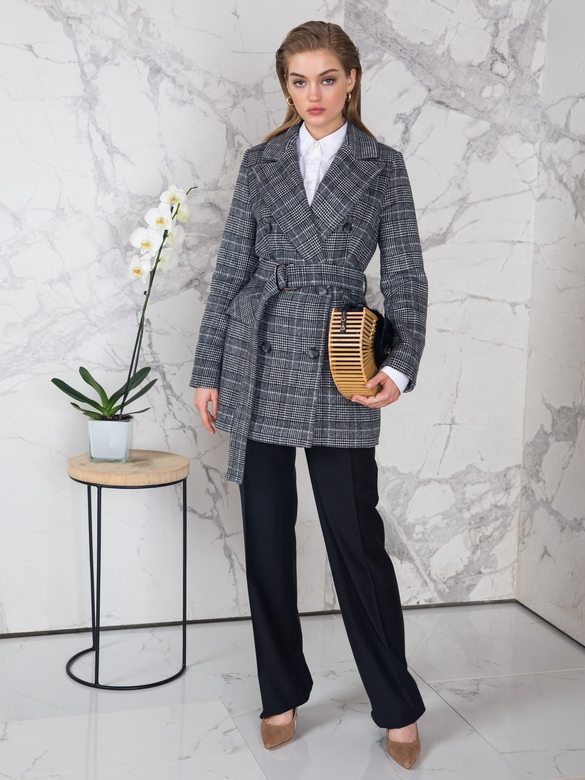 Пальто цв. клетка-серая арт.м-483