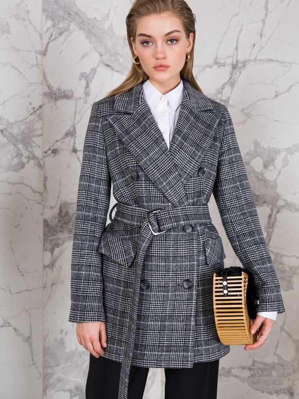 Пальто цв. клетка-серая арт.м-483