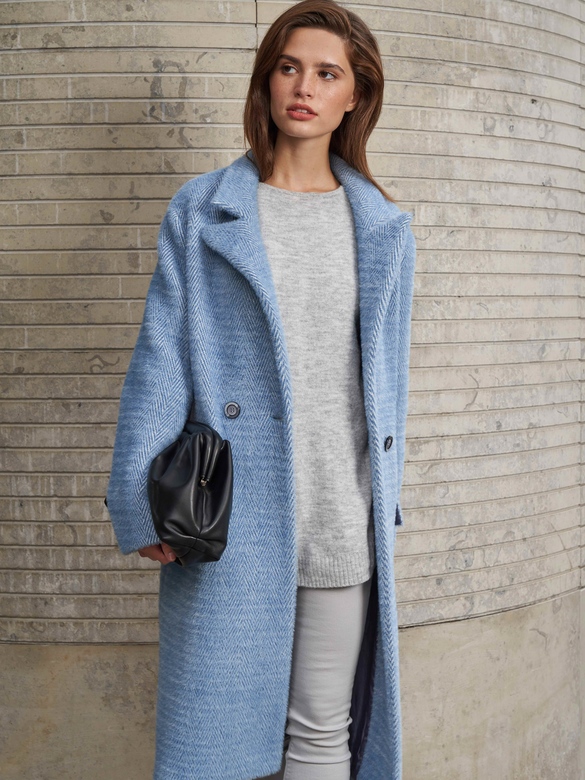 Пальто BOYFRIEND цв. елочка-небо  арт.м-437