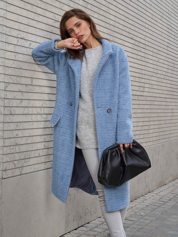 Пальто BOYFRIEND цв. елочка-небо  арт.м-437