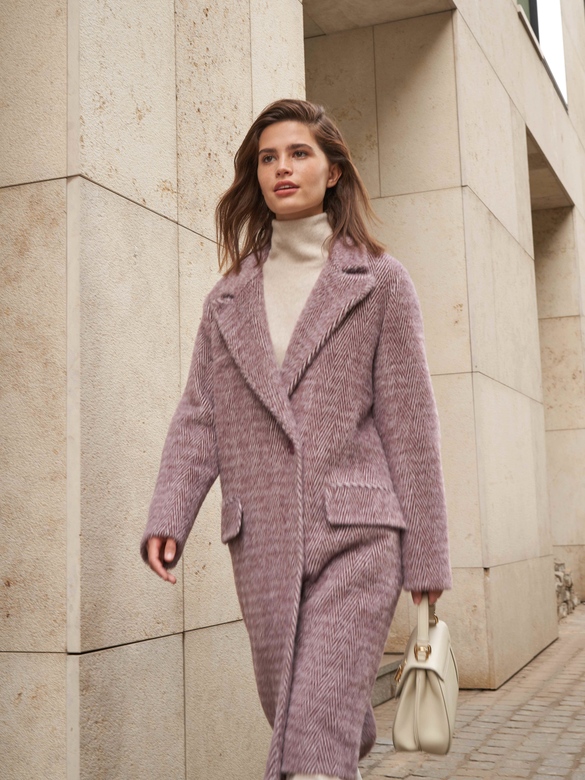 Пальто BOYFRIEND цв. елочка-бордовая  арт.м-437