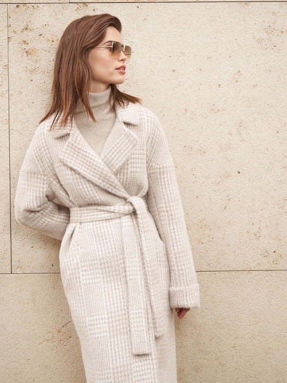 Пальто DIAMOND цв. клетка-бежевая арт.м-418