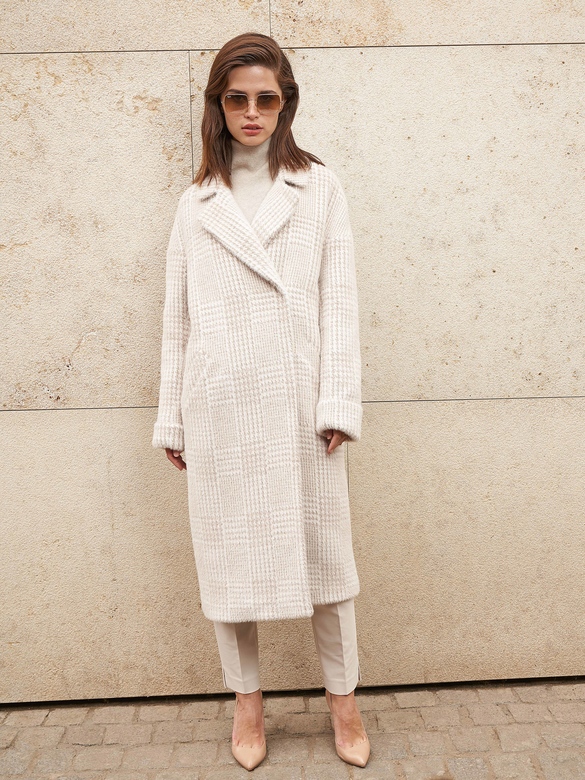 Пальто DIAMOND цв. клетка-бежевая арт.м-418