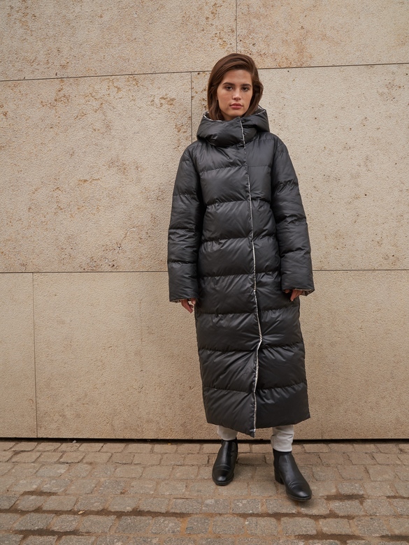 Пуховик цв. черный-серебро арт.м-508