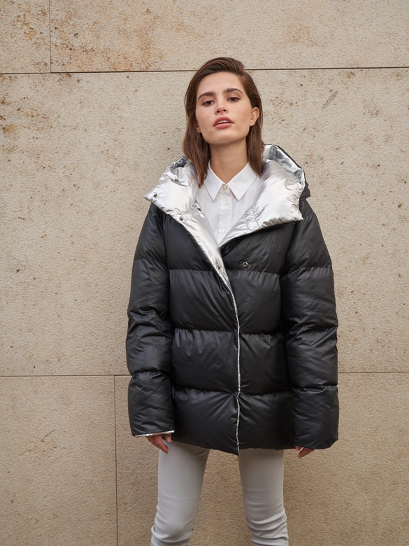 Пуховик цв. черный-серебро арт.м-506