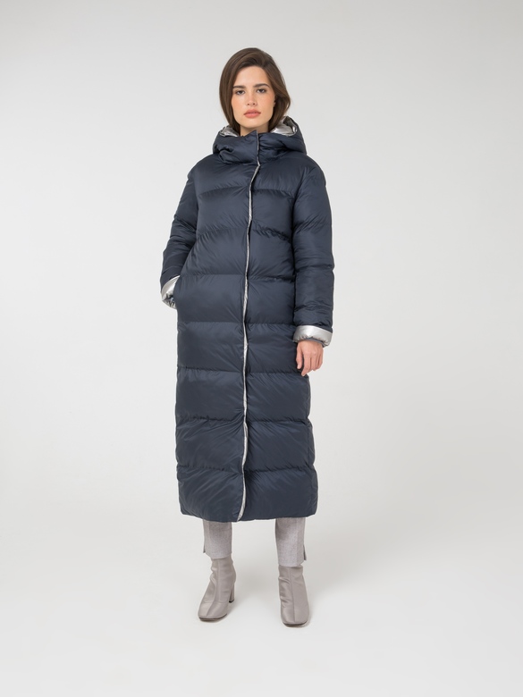 Пуховик цв. синий-серебро арт.м-508