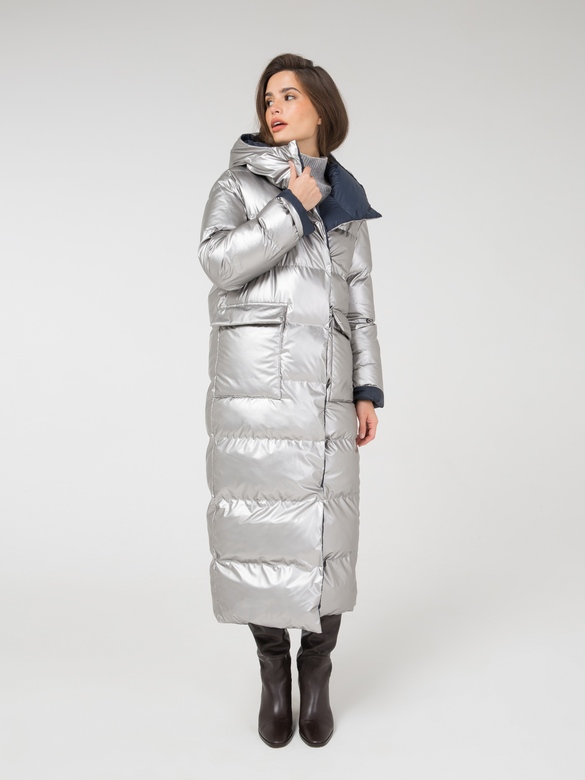 Пуховик цв. синий-серебро арт.м-508