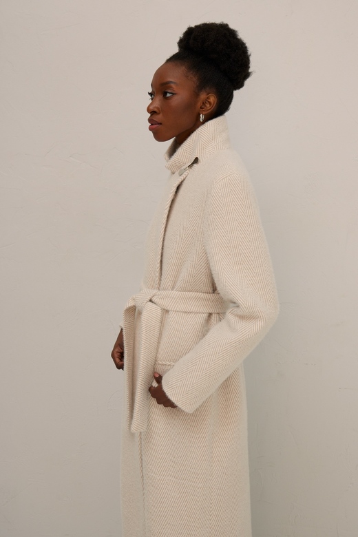 Пальто BOYFRIEND цв. елочка-бежевая арт.м-437