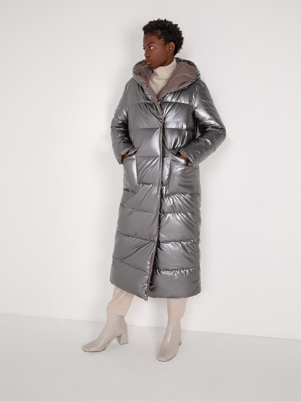 Пуховик цв. капучино-серебро арт.м-508
