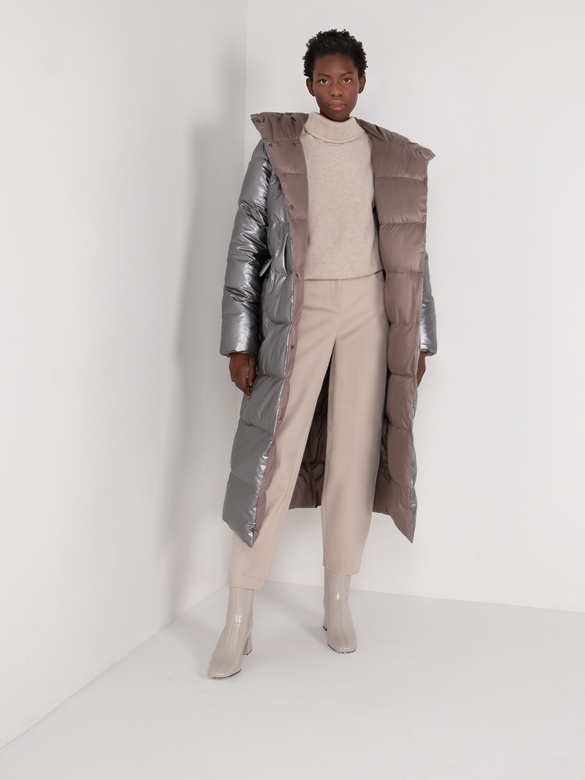 Пуховик цв. капучино-серебро арт.м-508