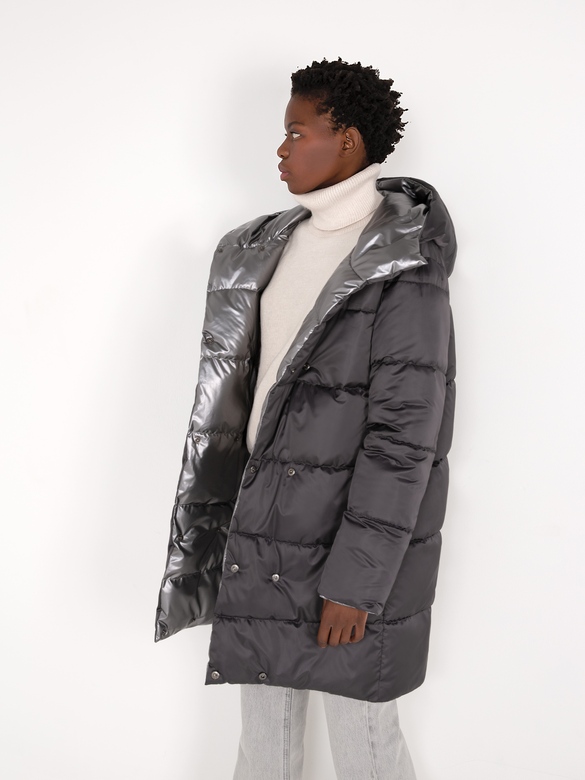 Пуховик цв. графит-серебро арт.м-524