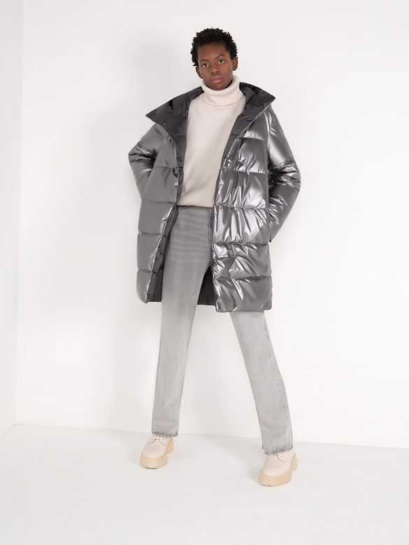 Пуховик цв. графит-серебро арт.м-524