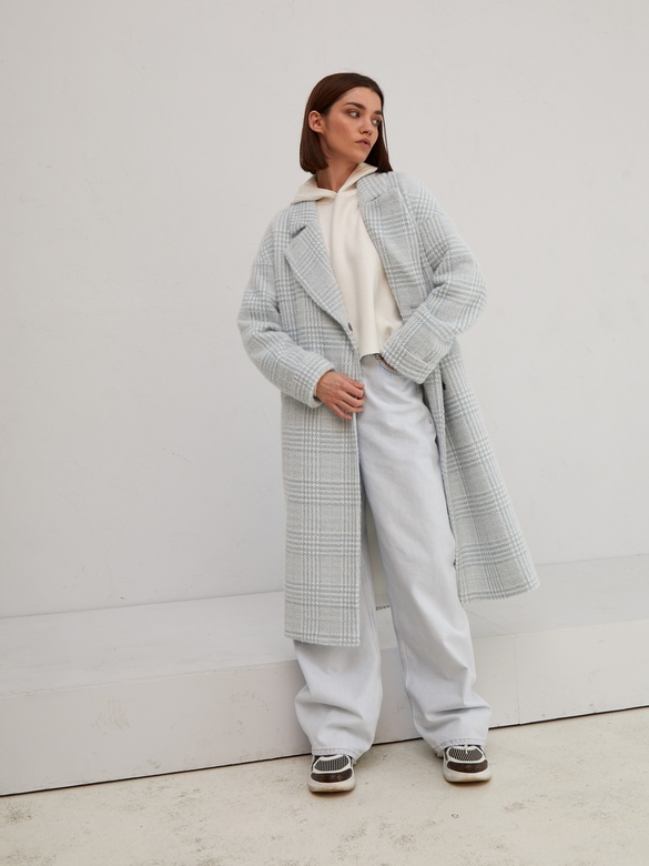 Пальто DIAMOND цв. клетка-ментол арт.м-418