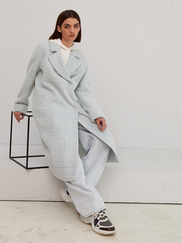 Пальто DIAMOND цв. клетка-ментол арт.м-418