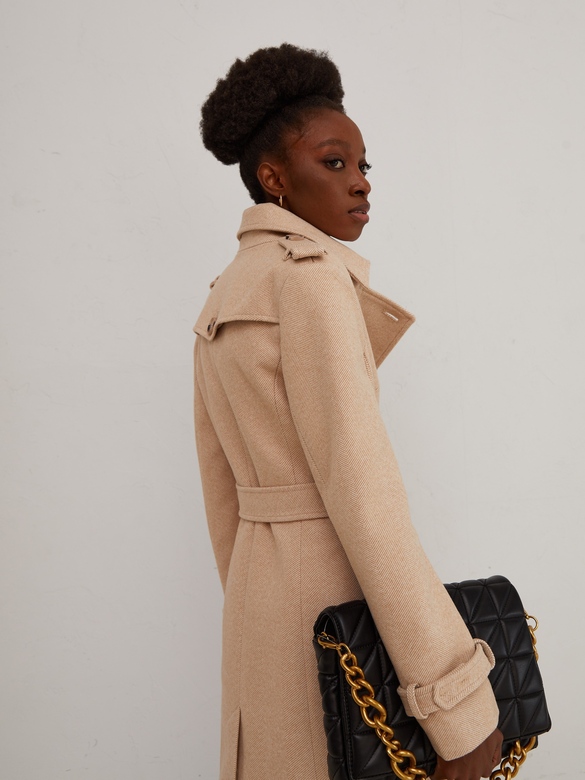 Пальто цв. елочка-бежевая арт.м-481