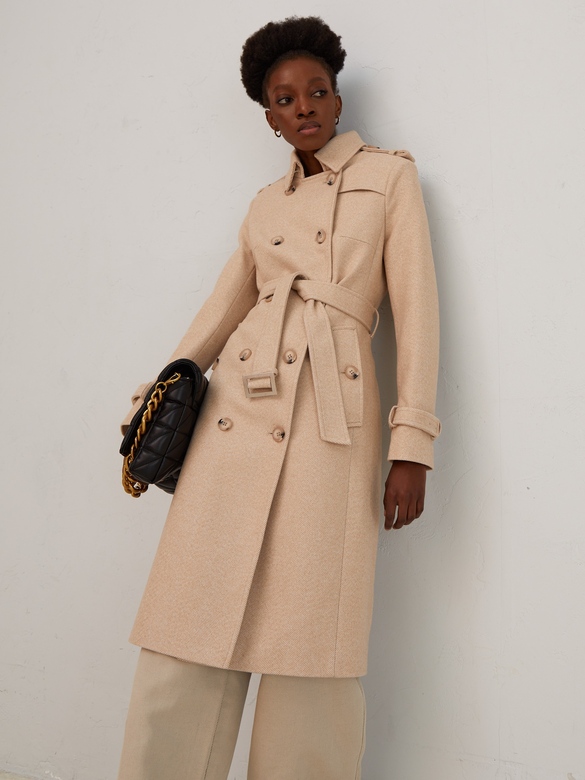 Пальто цв. елочка-бежевая арт.м-481