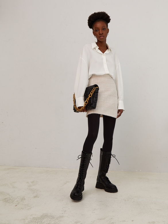 Юбка цв. клетка-бежевая арт.м-536