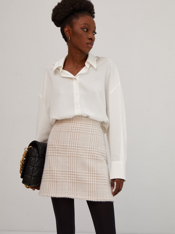 Юбка цв. клетка-бежевая арт.м-536