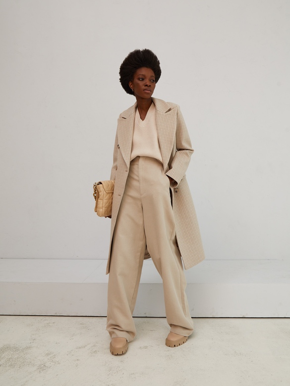 Пальто цв. клетка-бежевая арт.м-484