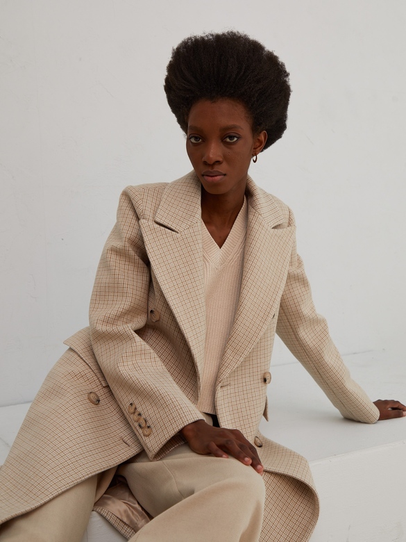 Пальто цв. клетка-бежевая арт.м-484