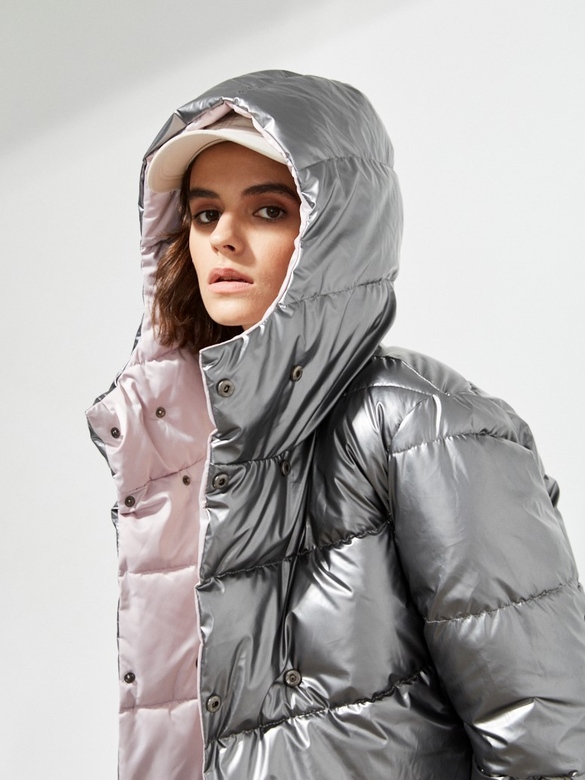 Пуховик цв. лавандовый-серебро арт.м-524