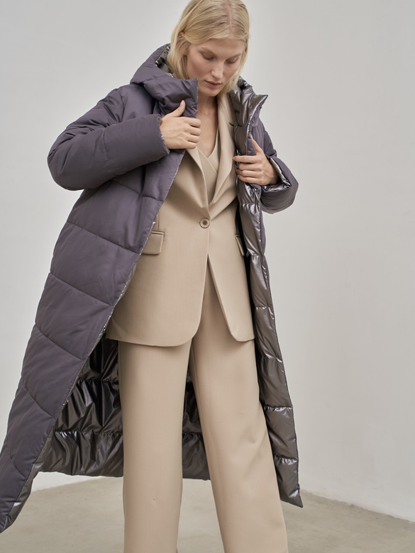 Пуховик цв. асфальт-серебро арт.м-508