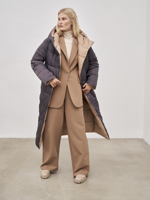 Пуховик цв. сафари-асфальт арт.м-508