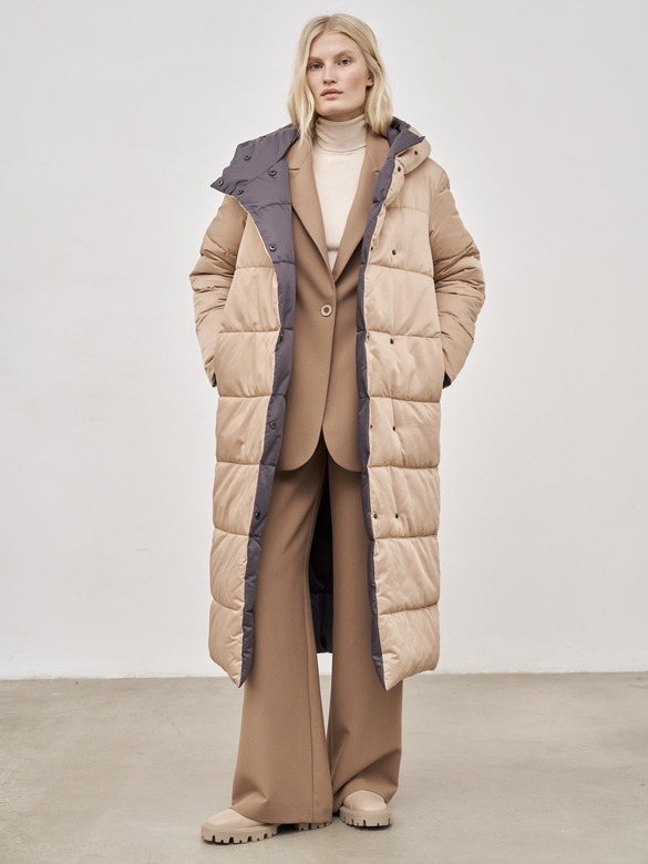 Пуховик цв. сафари-асфальт арт.м-508