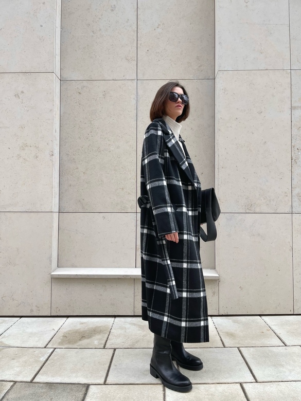 Пальто COAT-ROBE Classic цв. клетка черно-белая арт.м-450