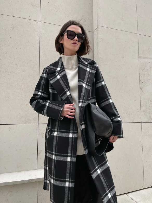 Пальто COAT-ROBE Classic цв. клетка черно-белая арт.м-450